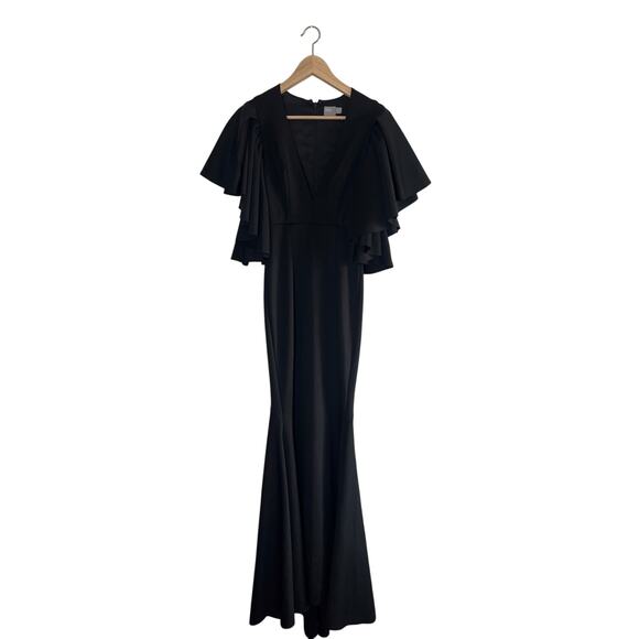 ASOS Mermaid Silhouette Dramatic Flutter Sleeve Poof Shoulder Gown Maxi Dress - Picture 1 of 16